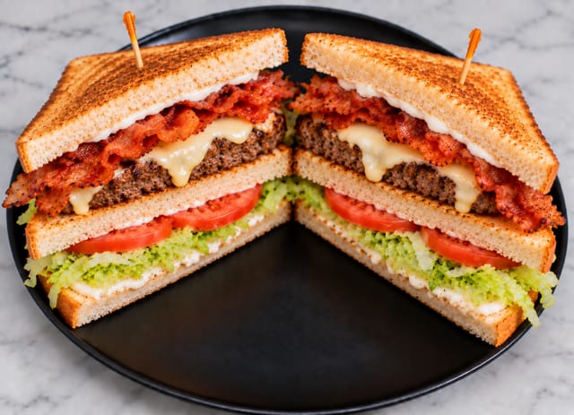 Cheeseburger Club Sandwich.