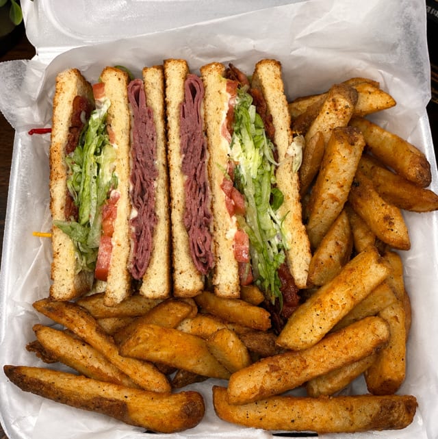 Pastrami Club Sandwich.