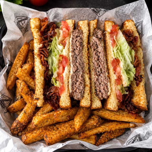 Cheeseburger Club Sandwich.